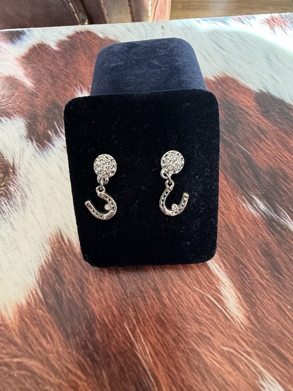 Montana Silversmiths Sparkling Dangle Horseshoe Dainty Stud Earrings Western
